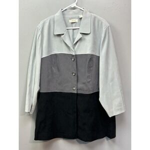 Vintage Lord & Taylor Jacket Womens 18W Gray Black Colorblock Button Front